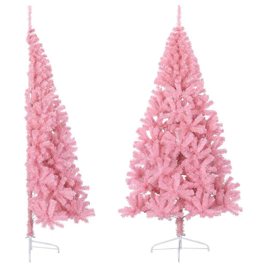 vidaXL Artificial Half Christmas Tree with Stand Pink 240 cm PVC 2