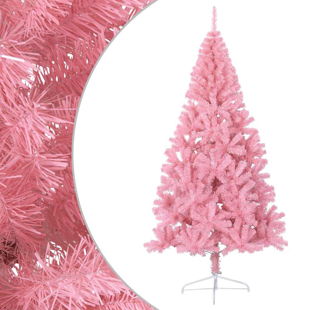 vidaXL Artificial Half Christmas Tree with Stand Pink 240 cm PVC 4