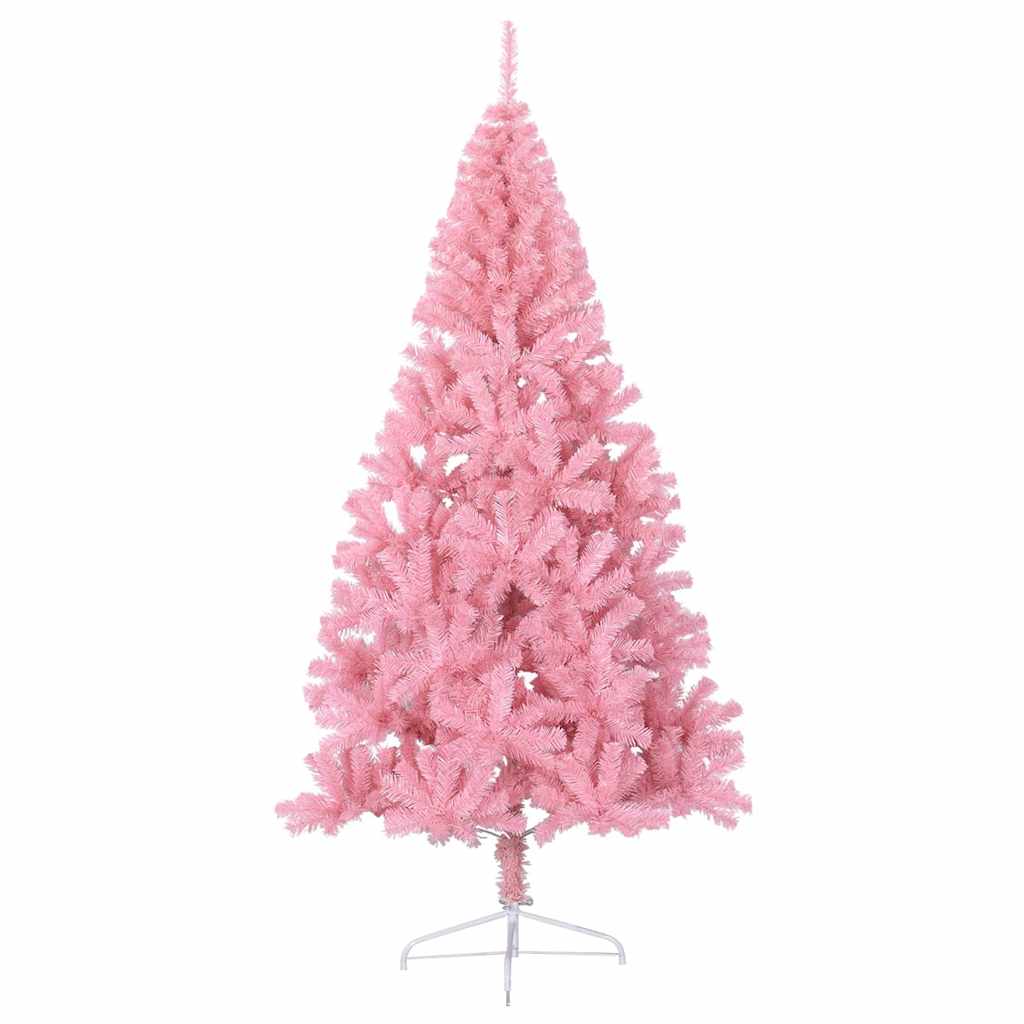 vidaXL Artificial Half Christmas Tree with Stand Pink 240 cm PVC 5