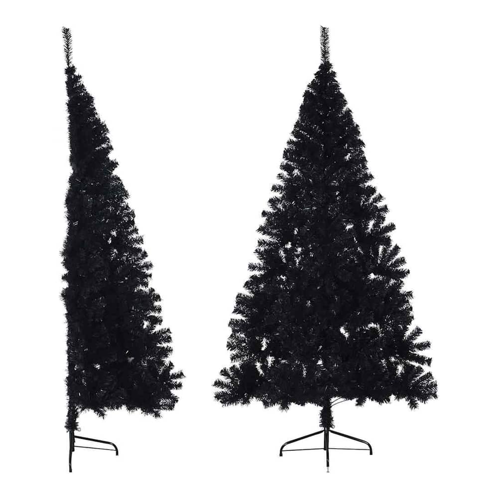 Artificial Half Christmas Tree with Stand PVC 240 cm Black