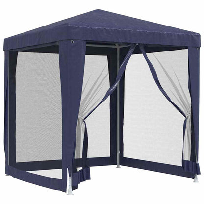vidaXL Party Tent with 4 Mesh Sidewalls Blue 2x2 m HDPE 2