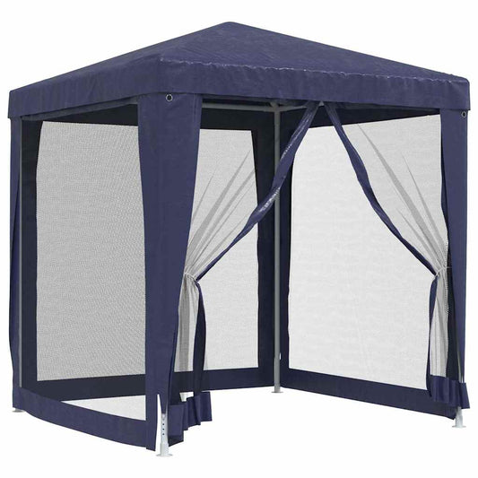 vidaXL Party Tent with 4 Mesh Sidewalls Blue 2x2 m HDPE 2