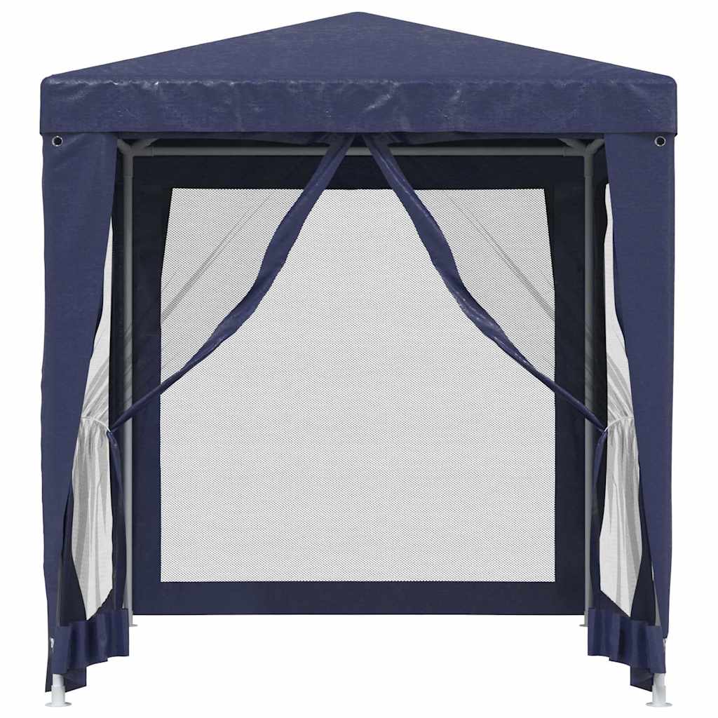 vidaXL Party Tent with 4 Mesh Sidewalls Blue 2x2 m HDPE 3