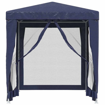 vidaXL Party Tent with 4 Mesh Sidewalls Blue 2x2 m HDPE 3