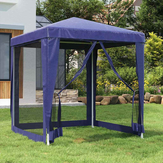 vidaXL Party Tent with 4 Mesh Sidewalls Blue 2x2 m HDPE 1