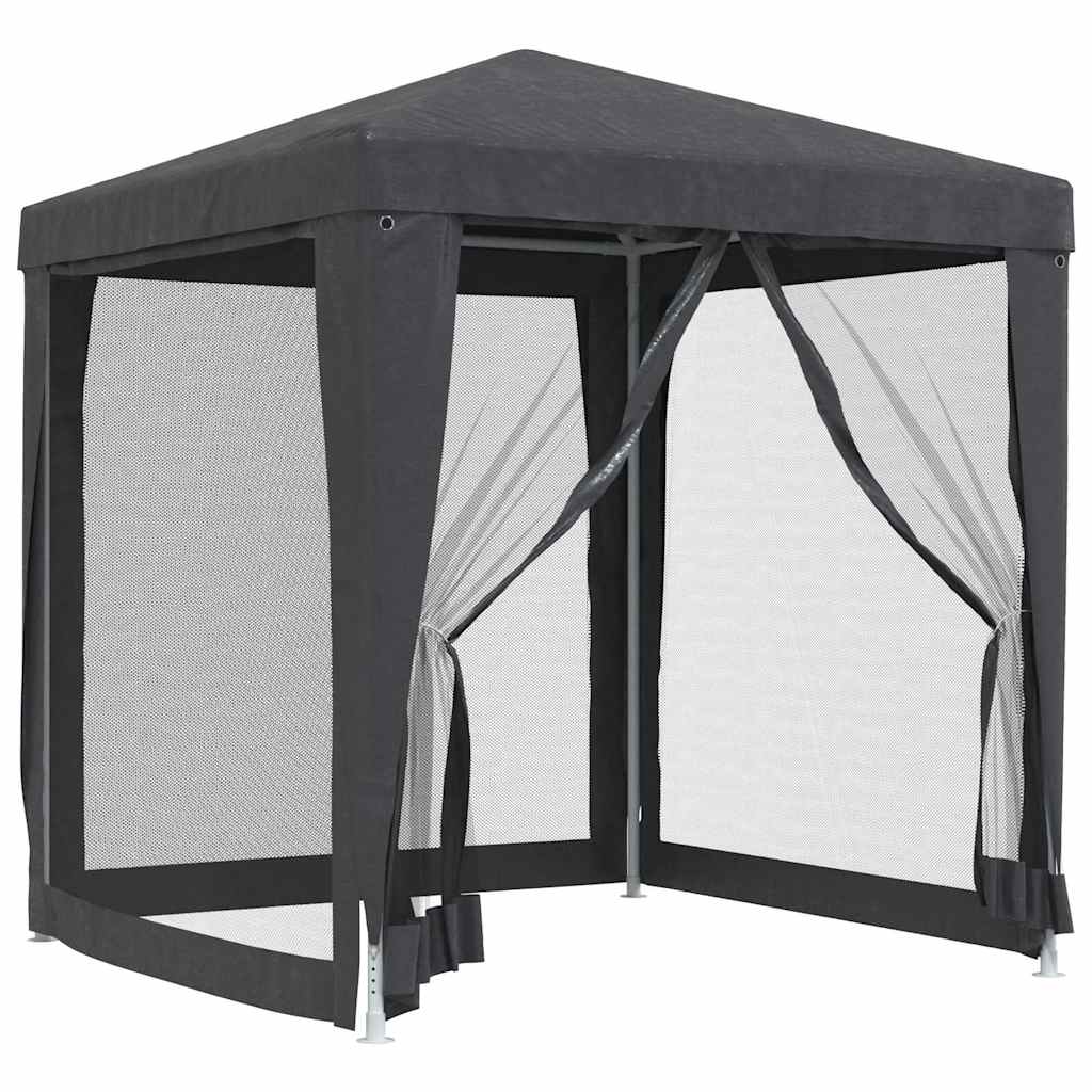 Party Tent with 4 Mesh Sidewalls 2x2 m HDPE with 4 sidewalls Width 2 m Anthracite