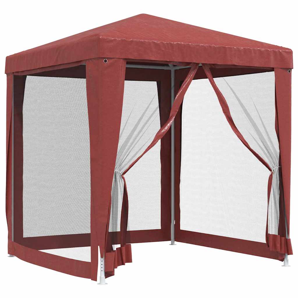 vidaXL Party Tent with 4 Mesh Sidewalls Red 2x2 m HDPE 2