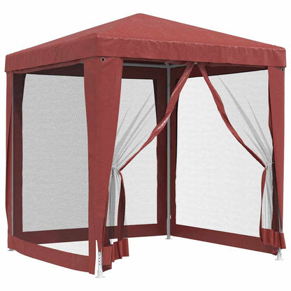 vidaXL Party Tent with 4 Mesh Sidewalls Red 2x2 m HDPE 2