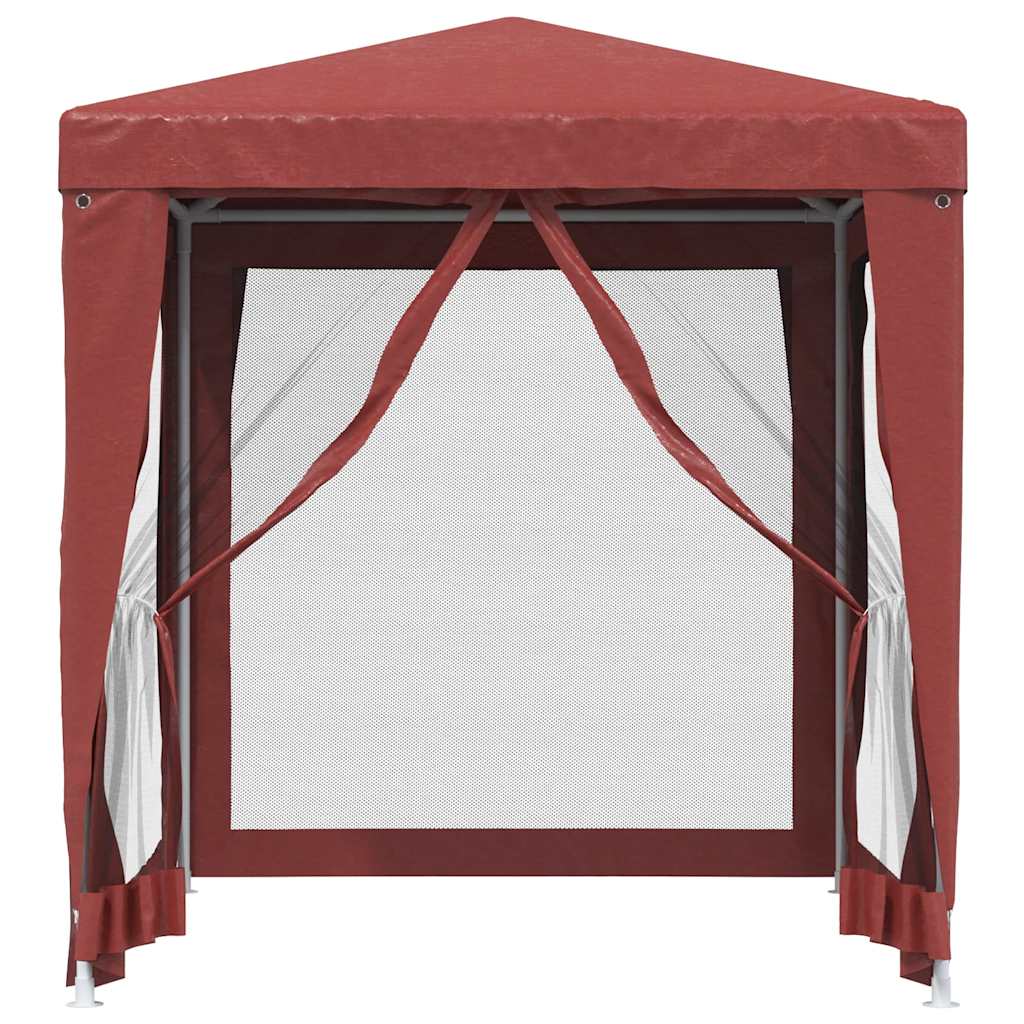 vidaXL Party Tent with 4 Mesh Sidewalls Red 2x2 m HDPE 3