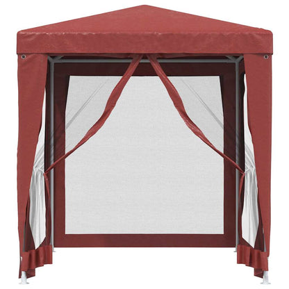 vidaXL Party Tent with 4 Mesh Sidewalls Red 2x2 m HDPE 3