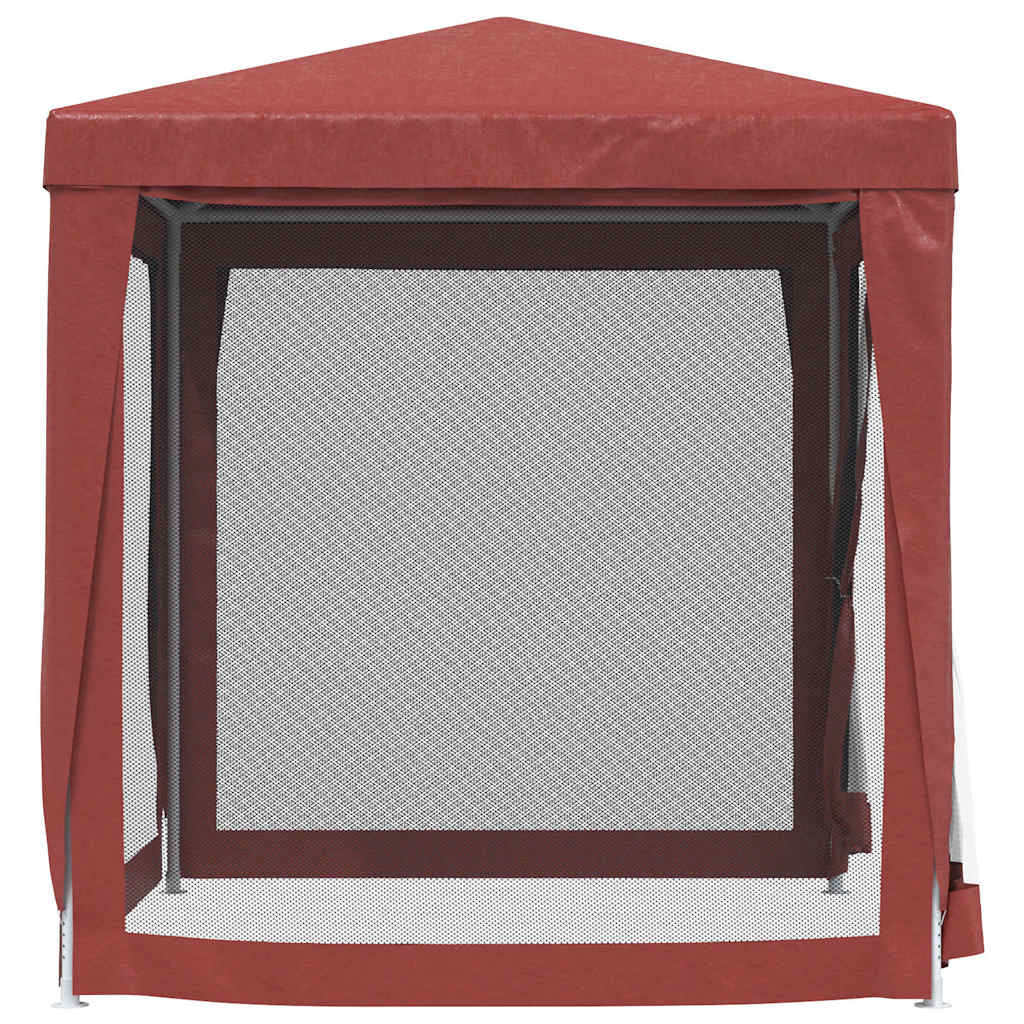 vidaXL Party Tent with 4 Mesh Sidewalls Red 2x2 m HDPE 4