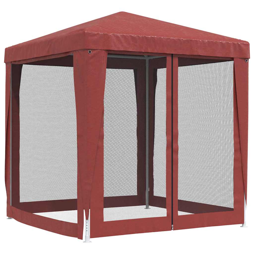 vidaXL Party Tent with 4 Mesh Sidewalls Red 2x2 m HDPE 5