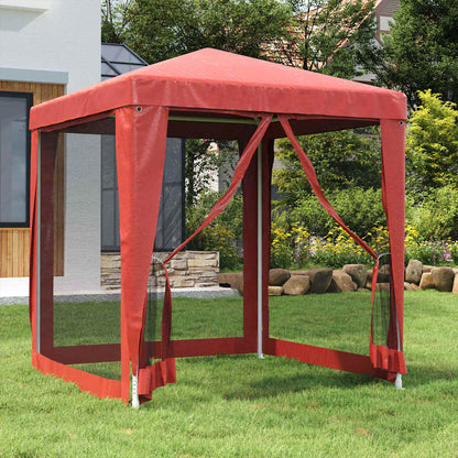 vidaXL Party Tent with 4 Mesh Sidewalls Red 2x2 m HDPE 1