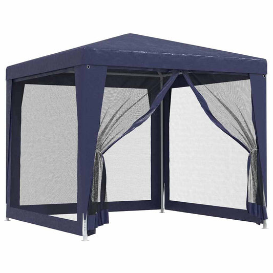 vidaXL Party Tent with 4 Mesh Sidewalls Blue 2,5x2,5 m HDPE 2