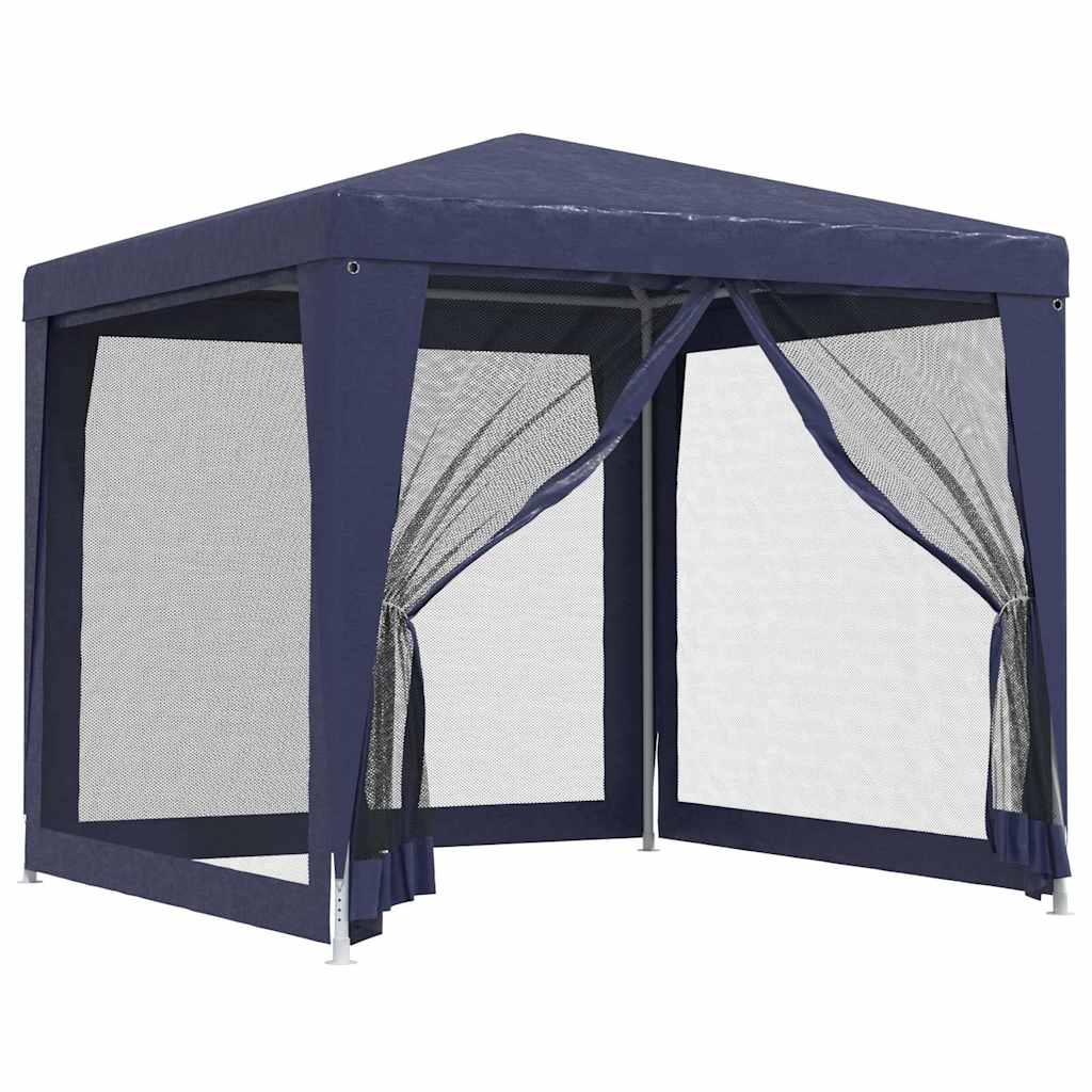 Party Tent with 4 Mesh Sidewalls 2,5x2,5 m HDPE with 4 sidewalls Width 2.5 m Blue