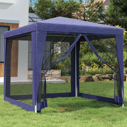Party Tent with 4 Mesh Sidewalls 2,5x2,5 m HDPE with 4 sidewalls Width 2.5 m Blue