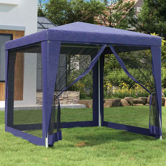 vidaXL Party Tent with 4 Mesh Sidewalls Blue 2,5x2,5 m HDPE 1