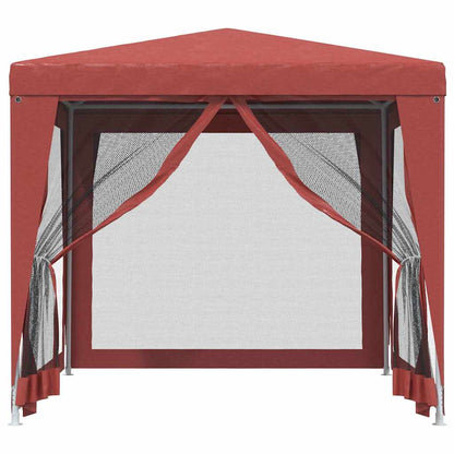 vidaXL Party Tent with 4 Mesh Sidewalls Red 2.5x2.5 m HDPE 3