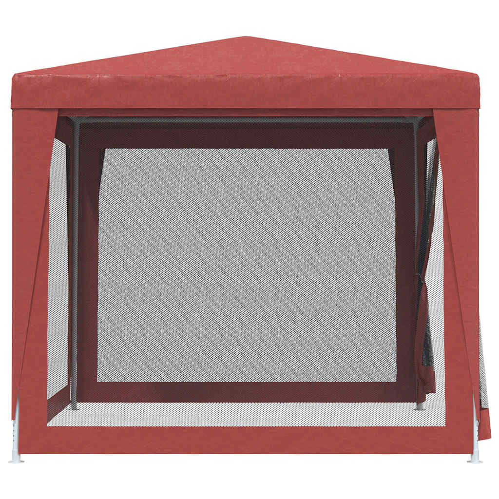 vidaXL Party Tent with 4 Mesh Sidewalls Red 2.5x2.5 m HDPE 4