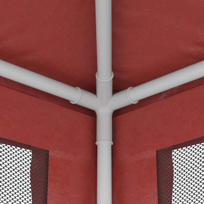 vidaXL Party Tent with 4 Mesh Sidewalls Red 2.5x2.5 m HDPE 6
