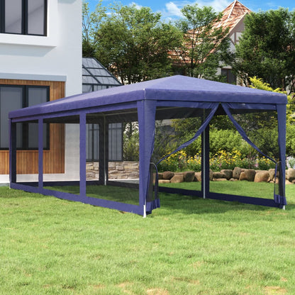 Party Tent with 8 Mesh Sidewalls HDPE with 8 Sidewalls Blue 3 m 9 m