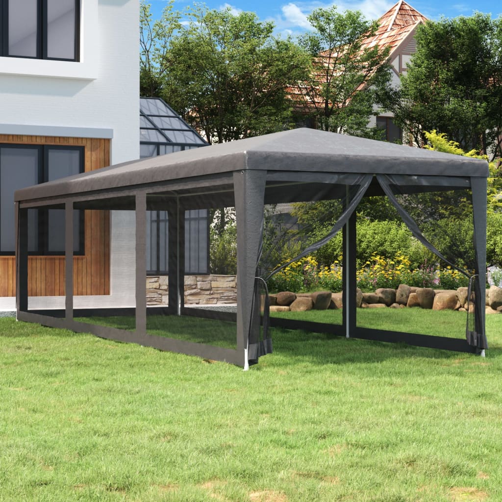 Party Tent with 8 Mesh Sidewalls HDPE with 8 Sidewalls Anthracite 3 m 9 m