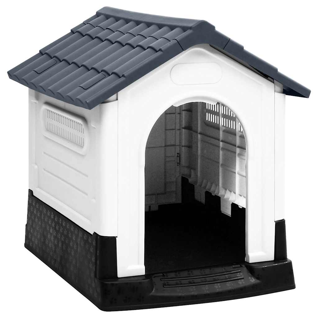 152228 vidaXL Dog House Grey 57x68x66 cm Polypropylene 1