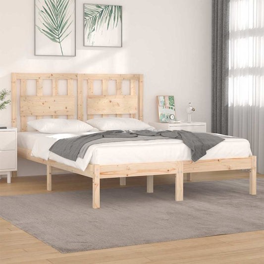 Bed Frame without Mattress Solid Wood Length Natural