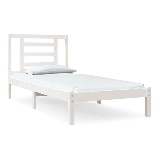 Bed Frame without Mattress Solid Wood Pine Length 200 cm White 90 cm
