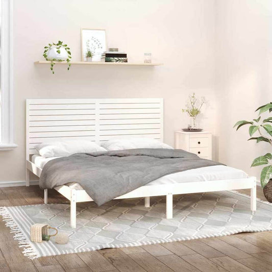 Bed Frame without Mattress Solid Wood Length White