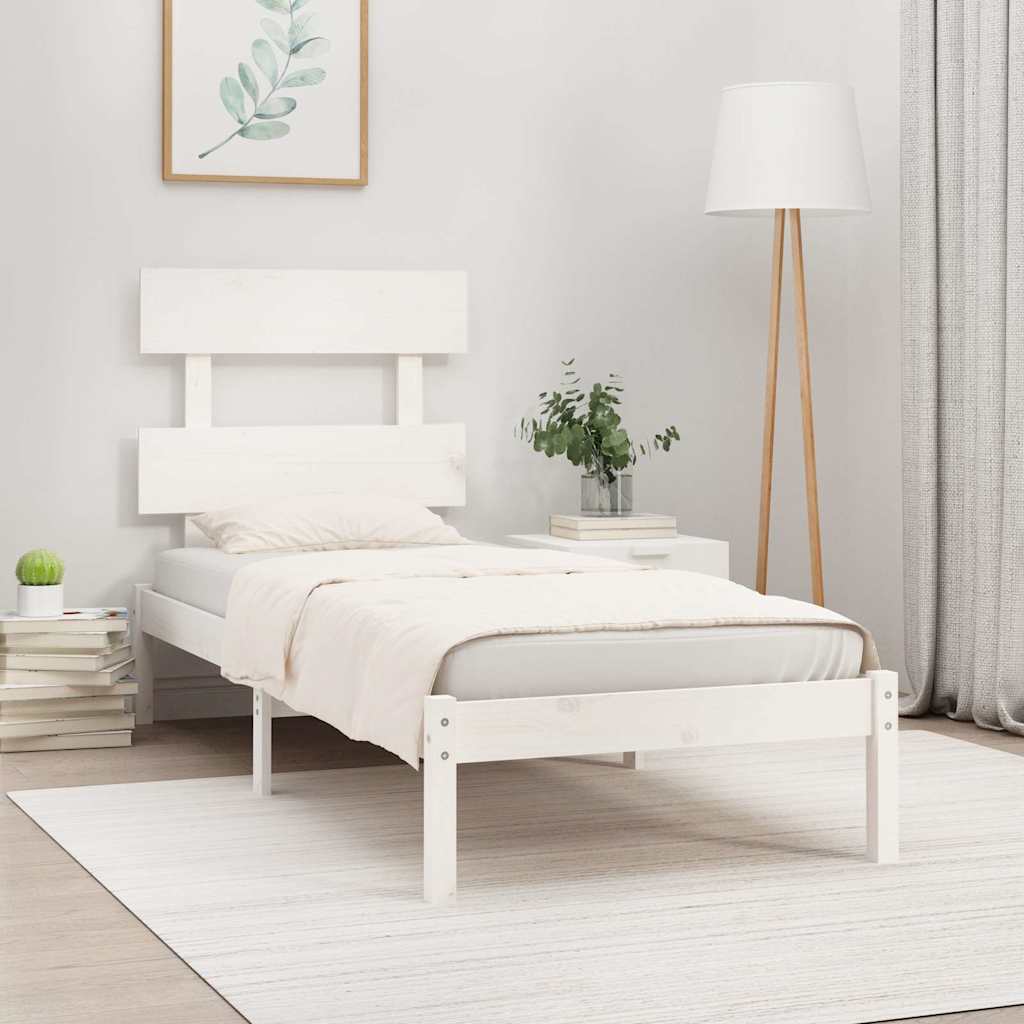Bed Frame without Mattress Solid Wood Length 200 cm White 90 cm