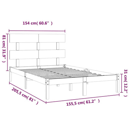 Bed Frame without Mattress Solid Wood Length 200 cm Natural 150 cm