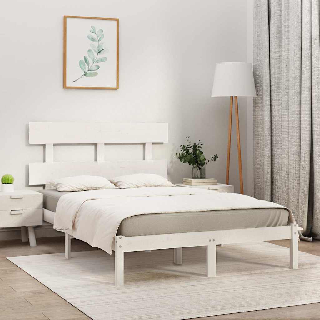 Bed Frame without Mattress Solid Wood Length 200 cm White 200 cm