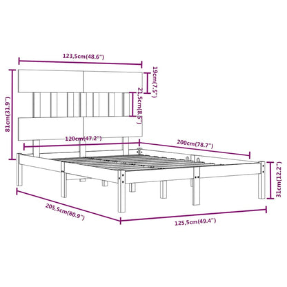 Bed Frame without Mattress Solid Wood Length 200 cm Natural 120 cm