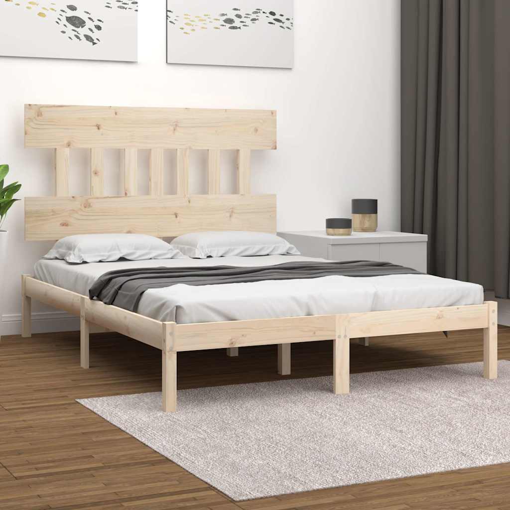 Bed Frame without Mattress Solid Wood Length 200 cm Natural 120 cm