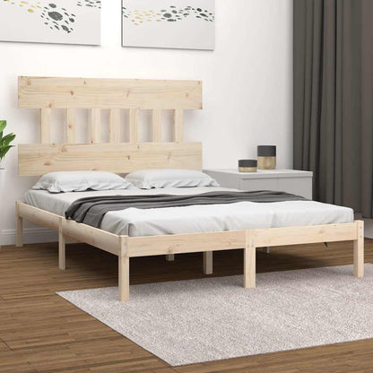 Bed Frame without Mattress Solid Wood Length 200 cm Natural 120 cm