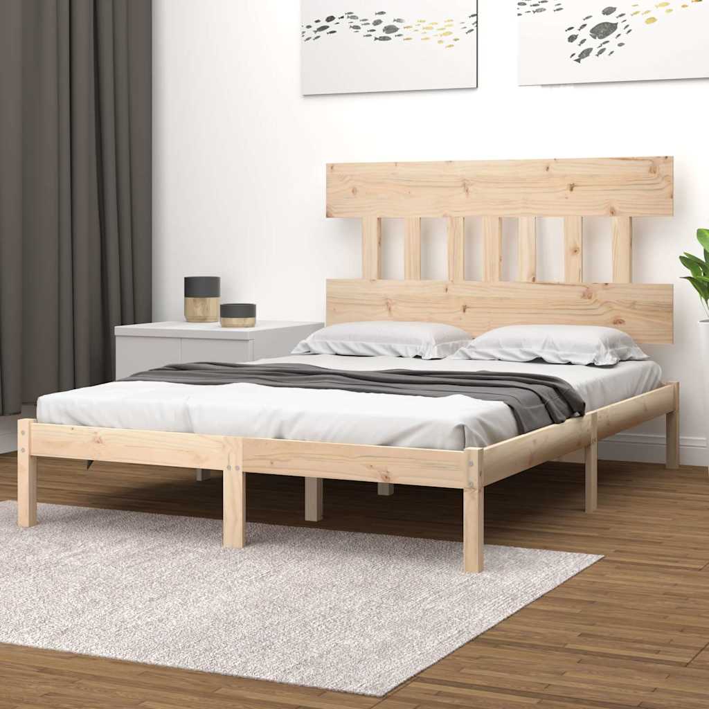 Bed Frame without Mattress Solid Wood Length Natural