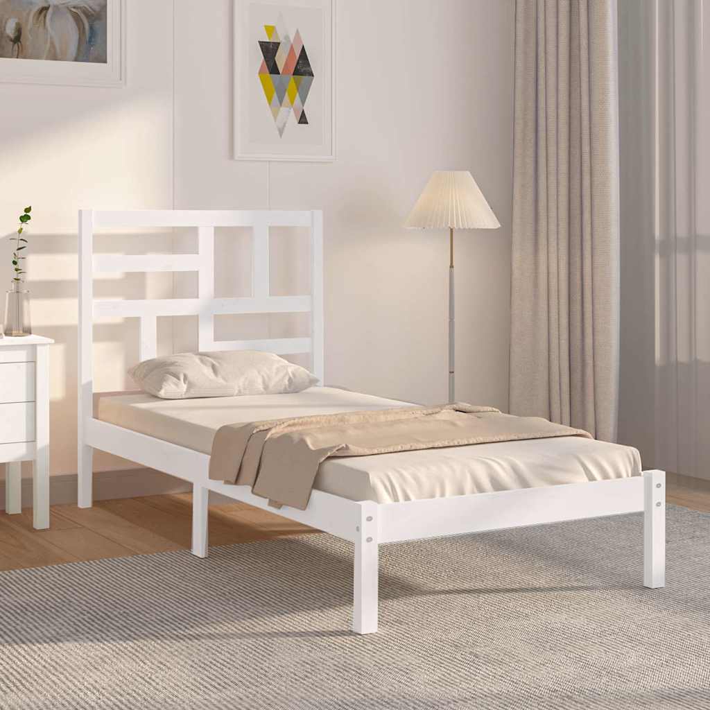 Bed Frame without Mattress Solid Wood Length White