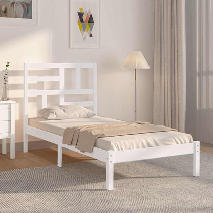 Bed Frame without Mattress Solid Wood Length White