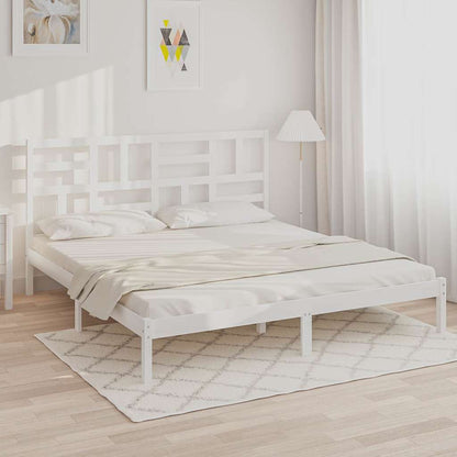 Bed Frame without Mattress Solid Wood Length White