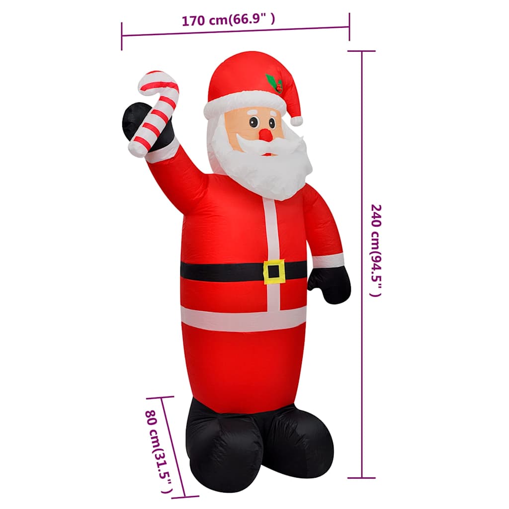 vidaXL Christmas Inflatable Santa Claus with LEDs 240 cm 5