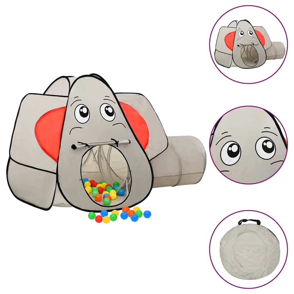 vidaXL Elephant Children Play Tent with 250 Balls Grey 174x86x101 cm 1