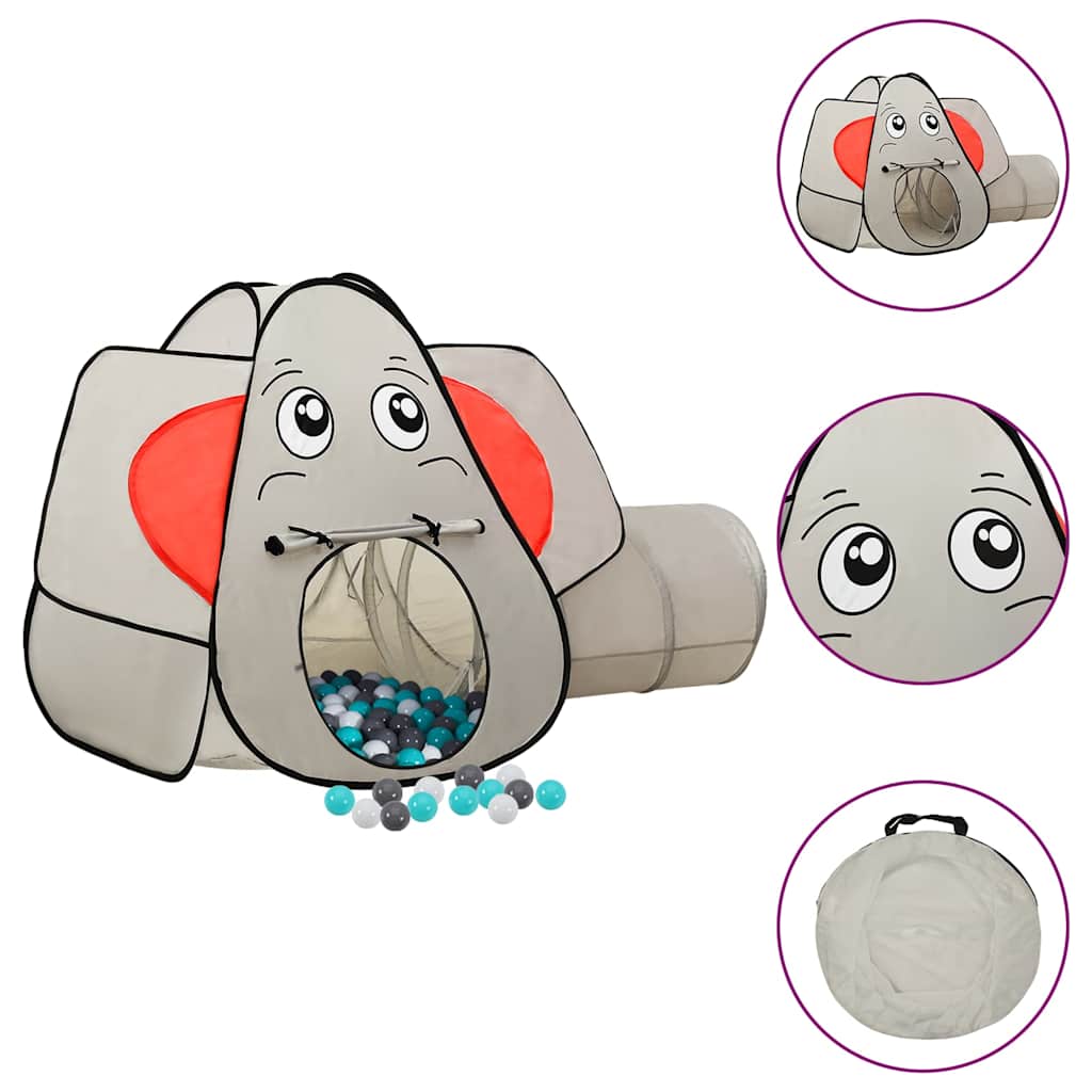 vidaXL Elephant Children Play Tent with 250 Balls Grey 174x86x101 cm 1