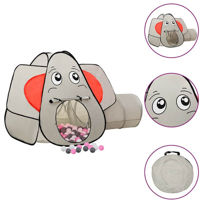 vidaXL Elephant Children Play Tent with 250 Balls Grey 174x86x101 cm 1