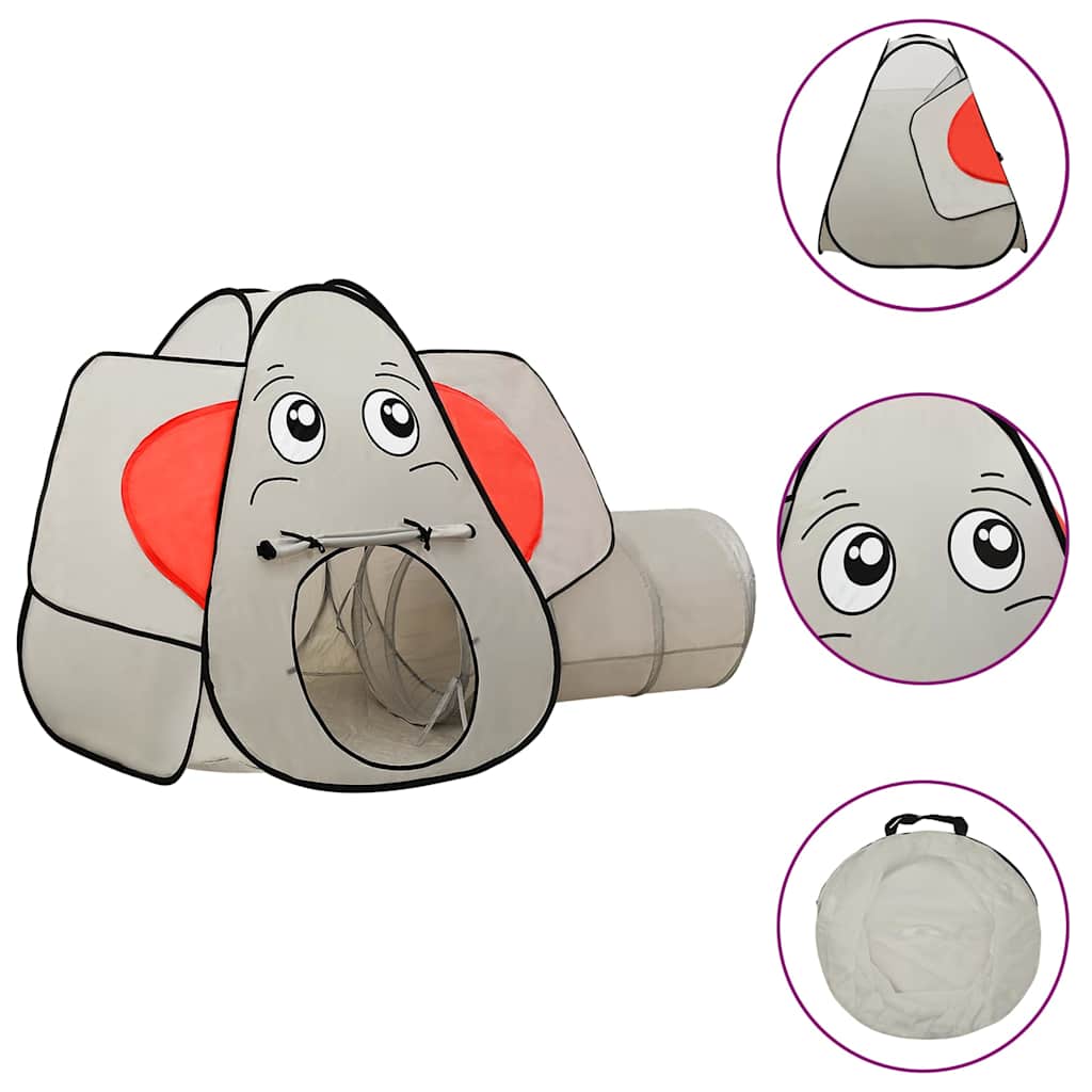 vidaXL Elephant Children Play Tent with 250 Balls Grey 174x86x101 cm 3