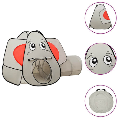 vidaXL Elephant Children Play Tent with 250 Balls Grey 174x86x101 cm 3