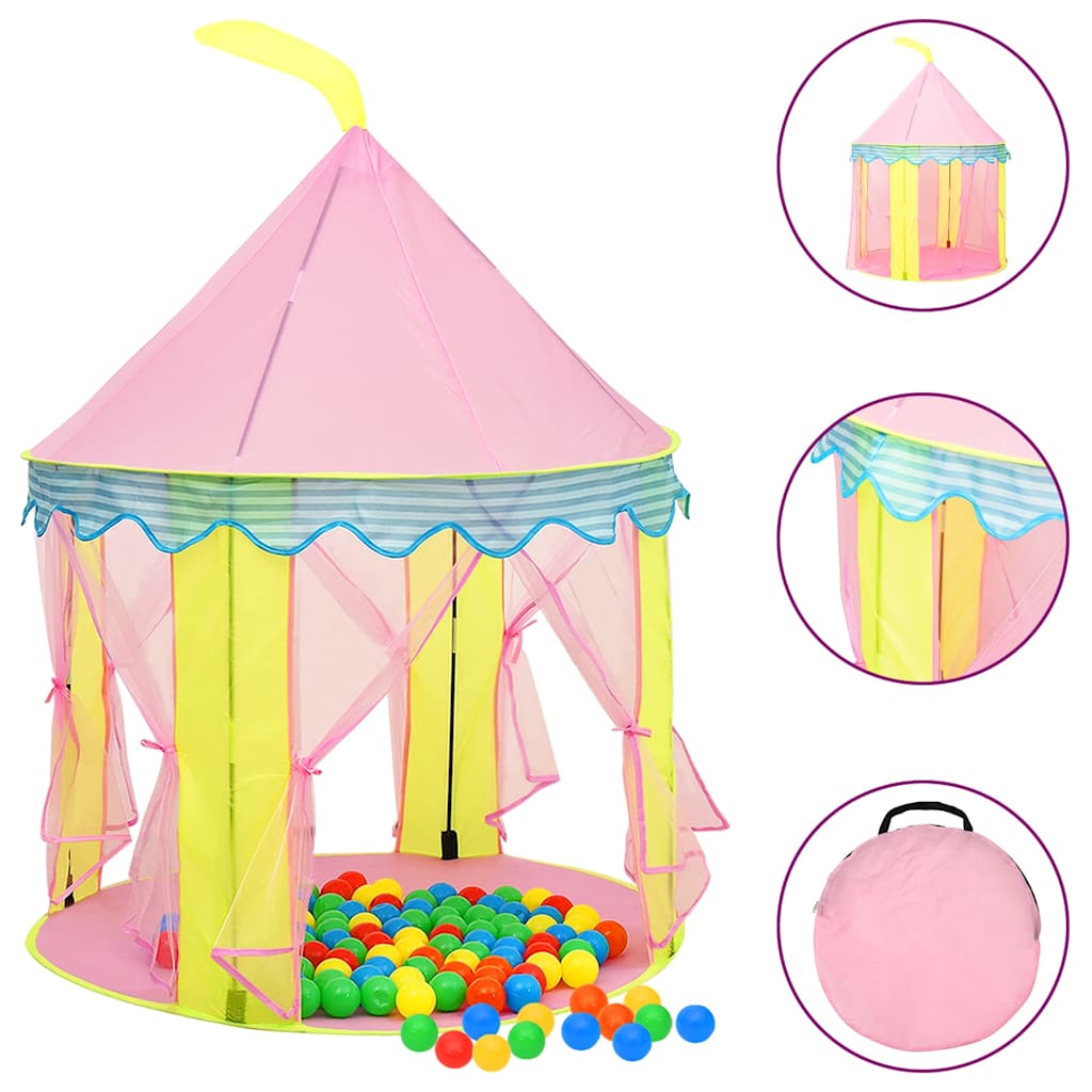 vidaXL Children Play Tent with 250 Balls Pink 100x100x127 cm 1