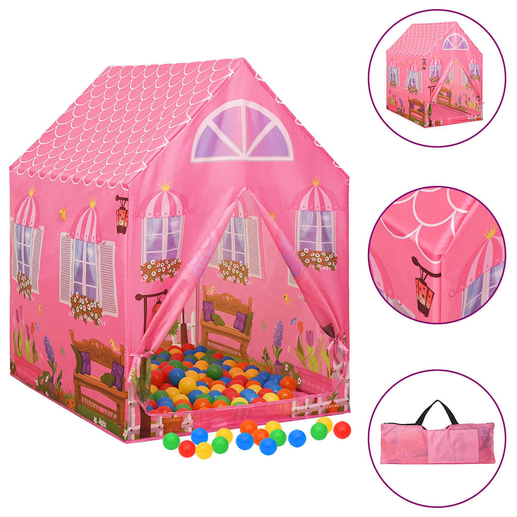 vidaXL Children Play Tent with 250 Balls Pink 69x94x104 cm 1