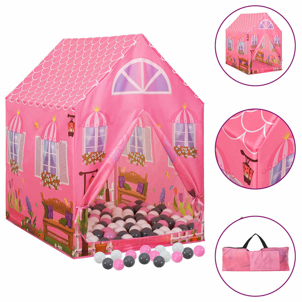 vidaXL Children Play Tent with 250 Balls Pink 69x94x104 cm 1