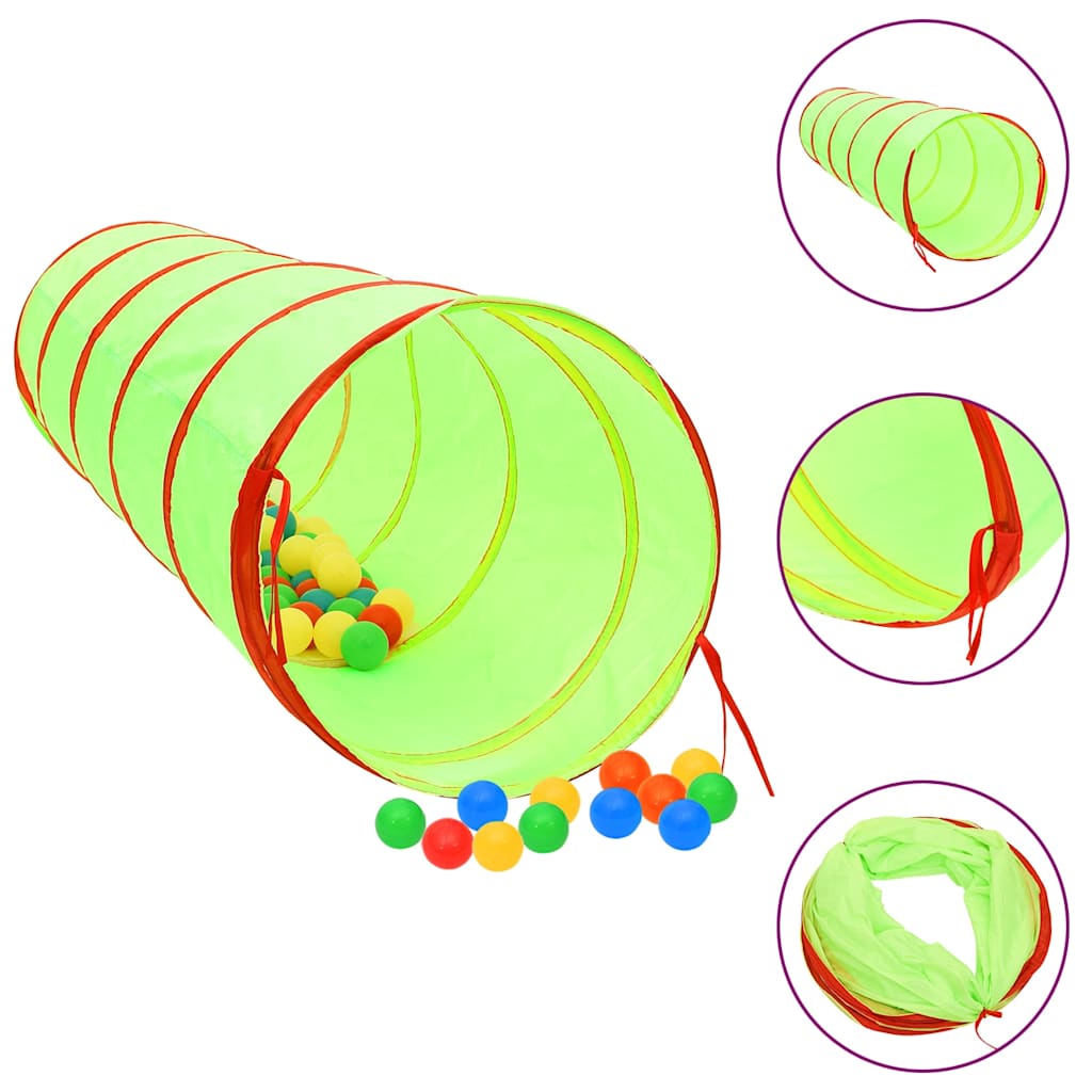 vidaXL Children Play Tunnel with 250 Balls Green 175 cm Polyester 1